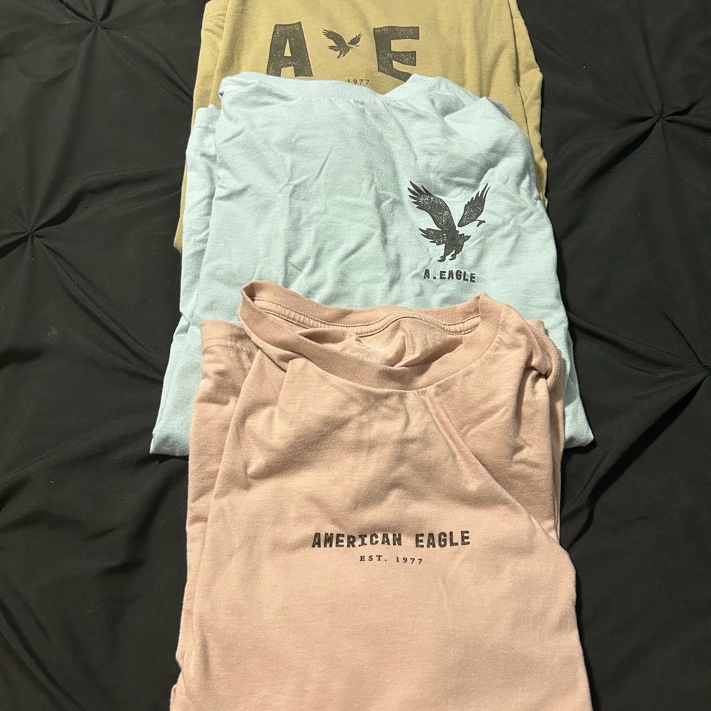 American Eagle Outfitters Short Sleeve Tees - Tan, Light Blue, Pink